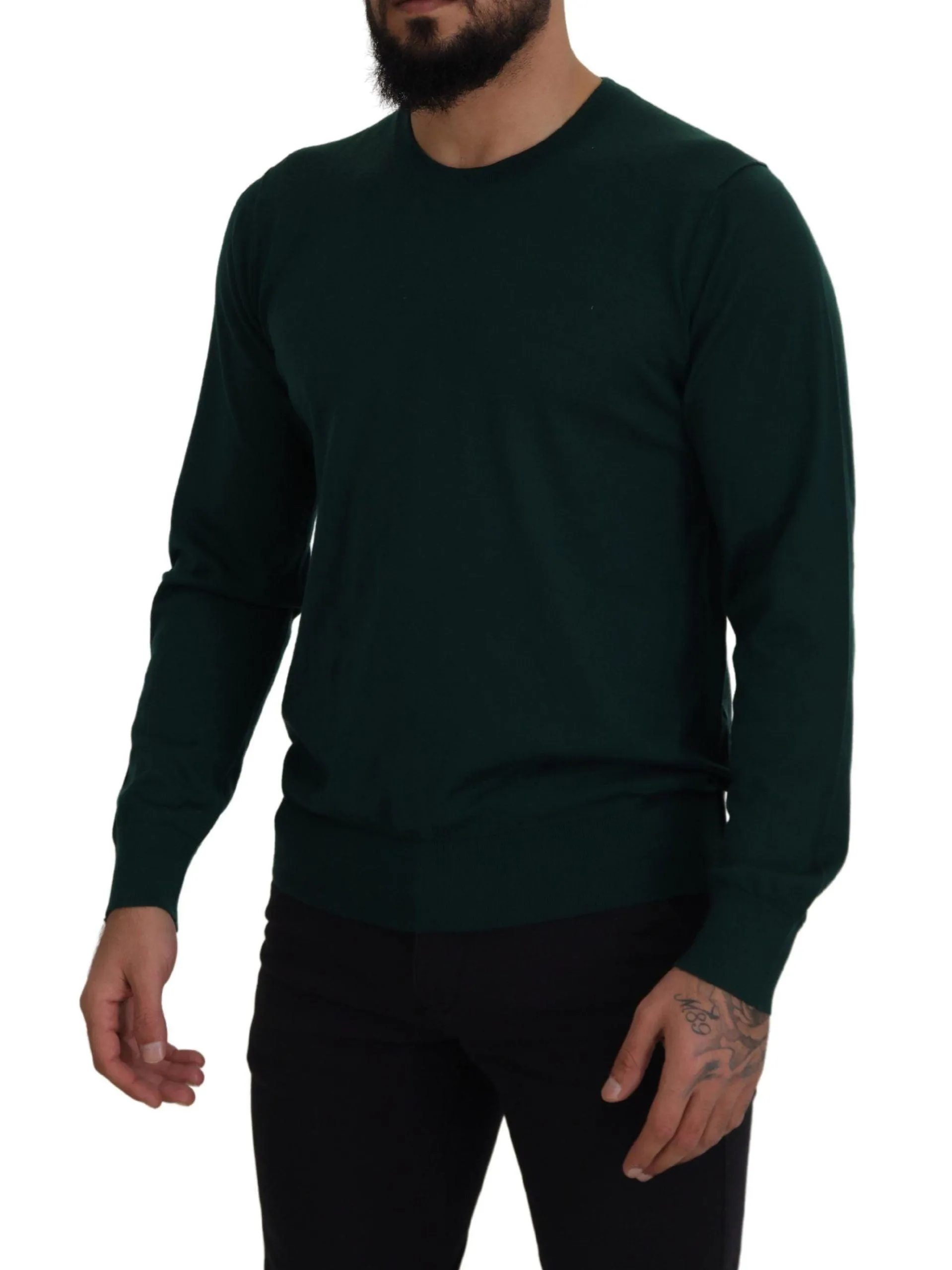 Dolce & Gabbana Green Cashmere Crewneck Pullover Sweater