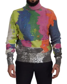 Dolce & Gabbana Multicolor Turtleneck Pullover Mohair Sweater