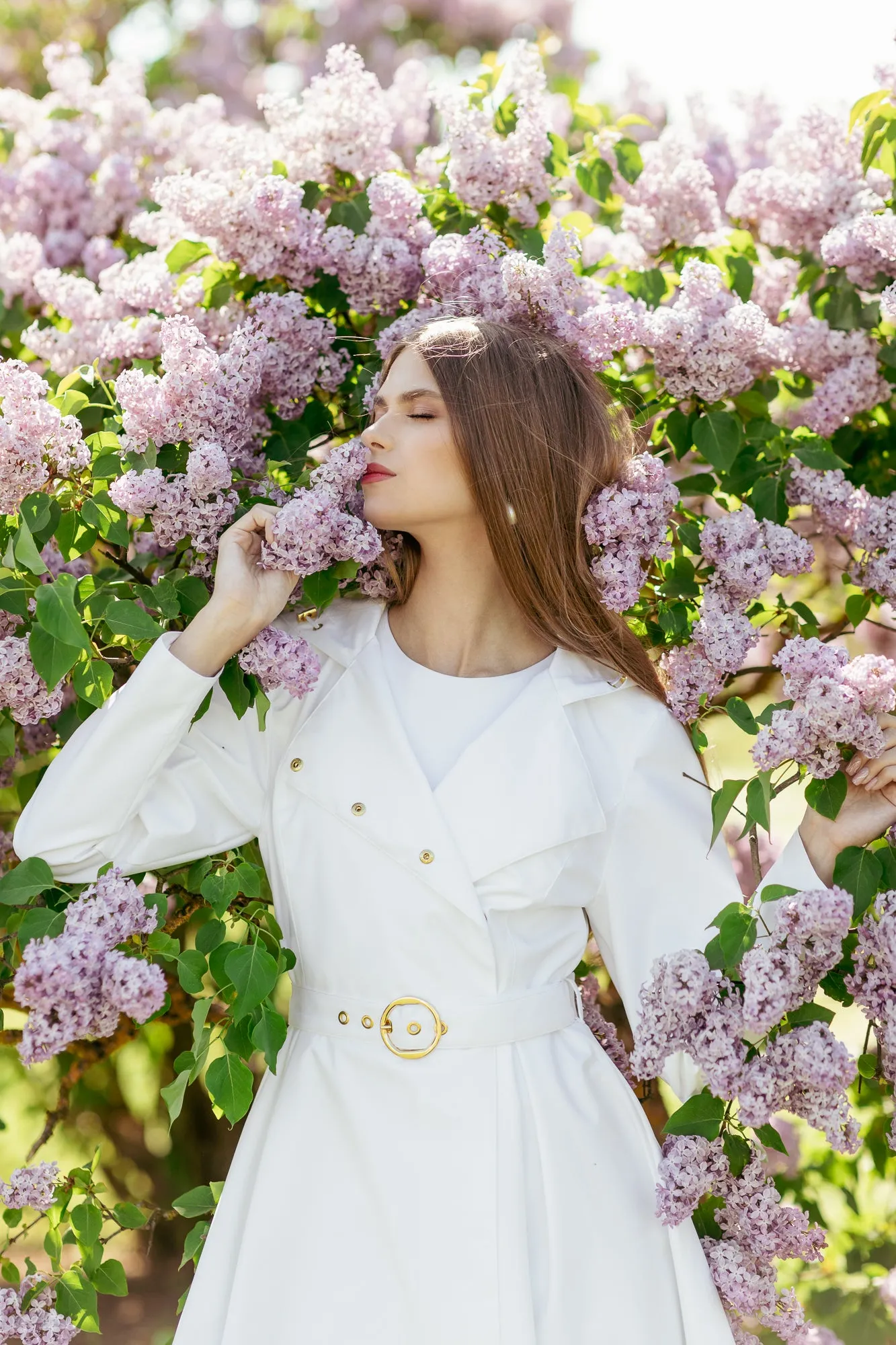 Double Breasted Trench Coat in White | 'Heavenly White'