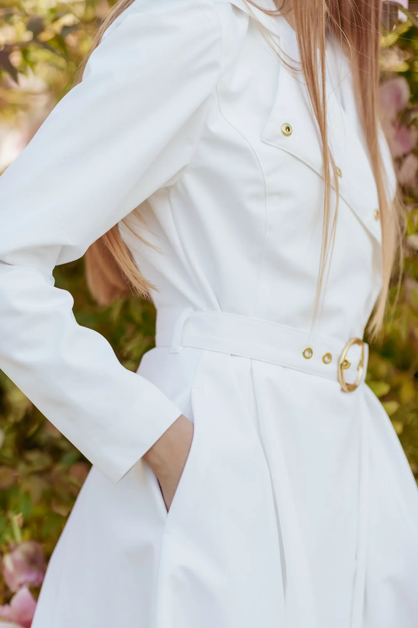 Double Breasted Trench Coat in White | 'Heavenly White'