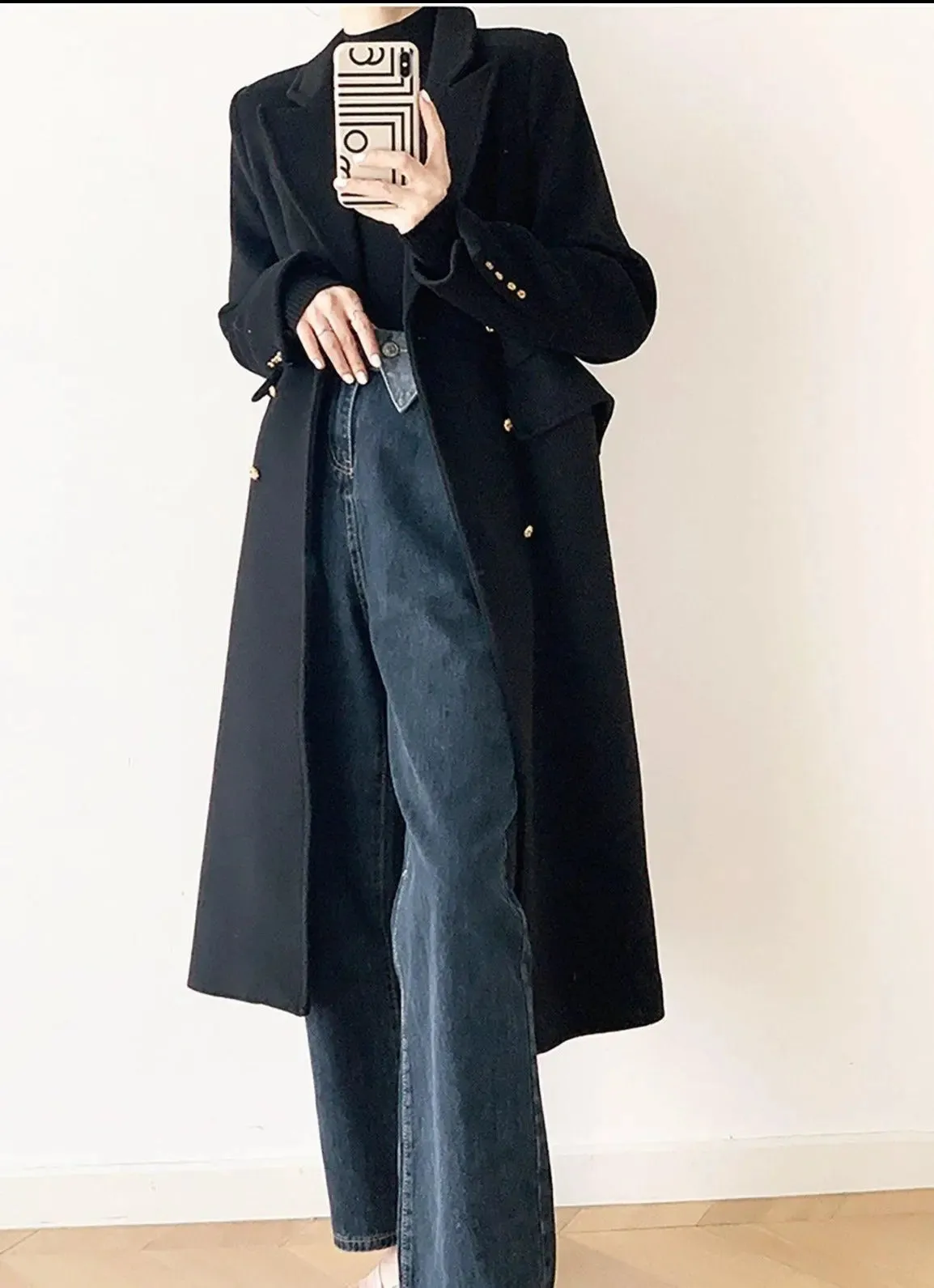 Double Breasted Wool Blend Coat