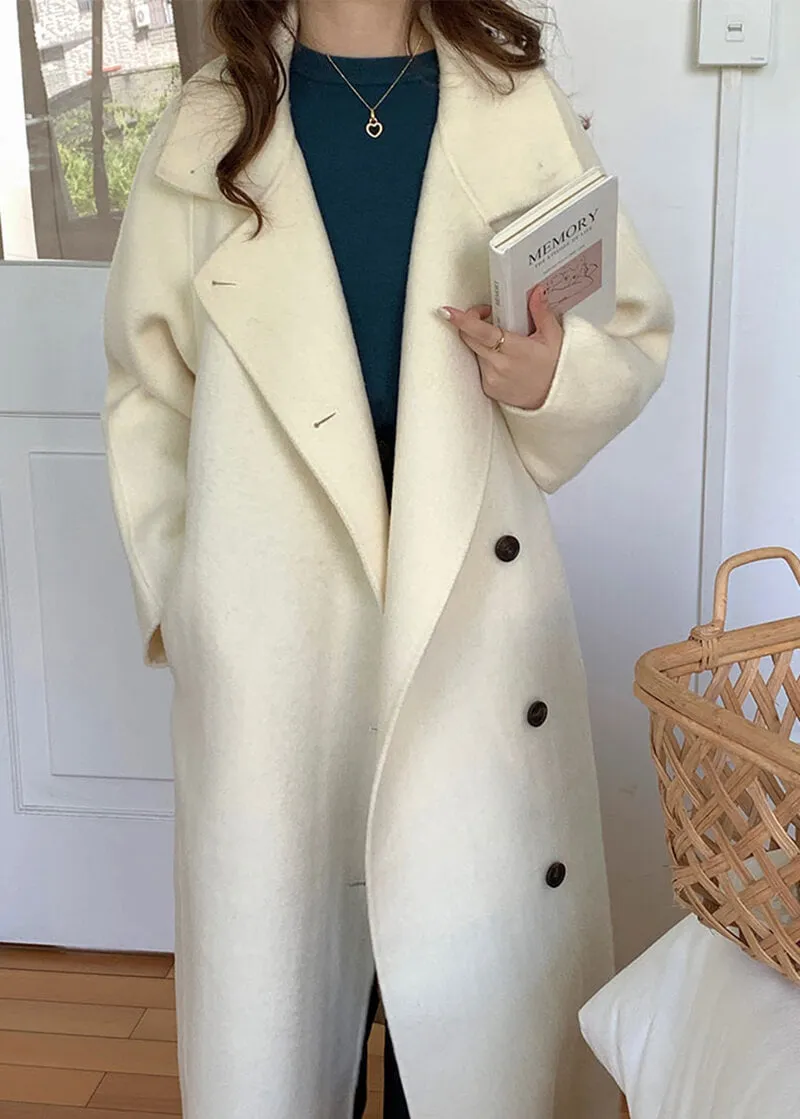 Double Face Wool & Cashmere Blend Belted Long Coat