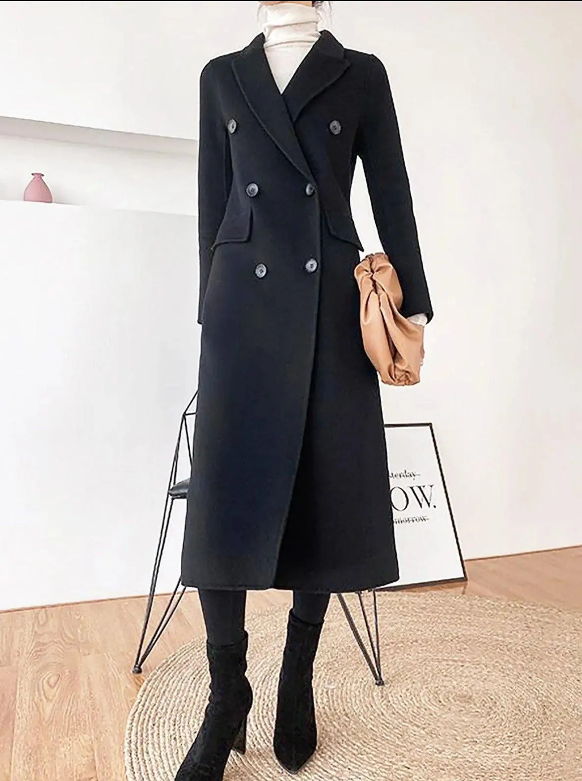 Double Face Wool Blend Fitted Coat