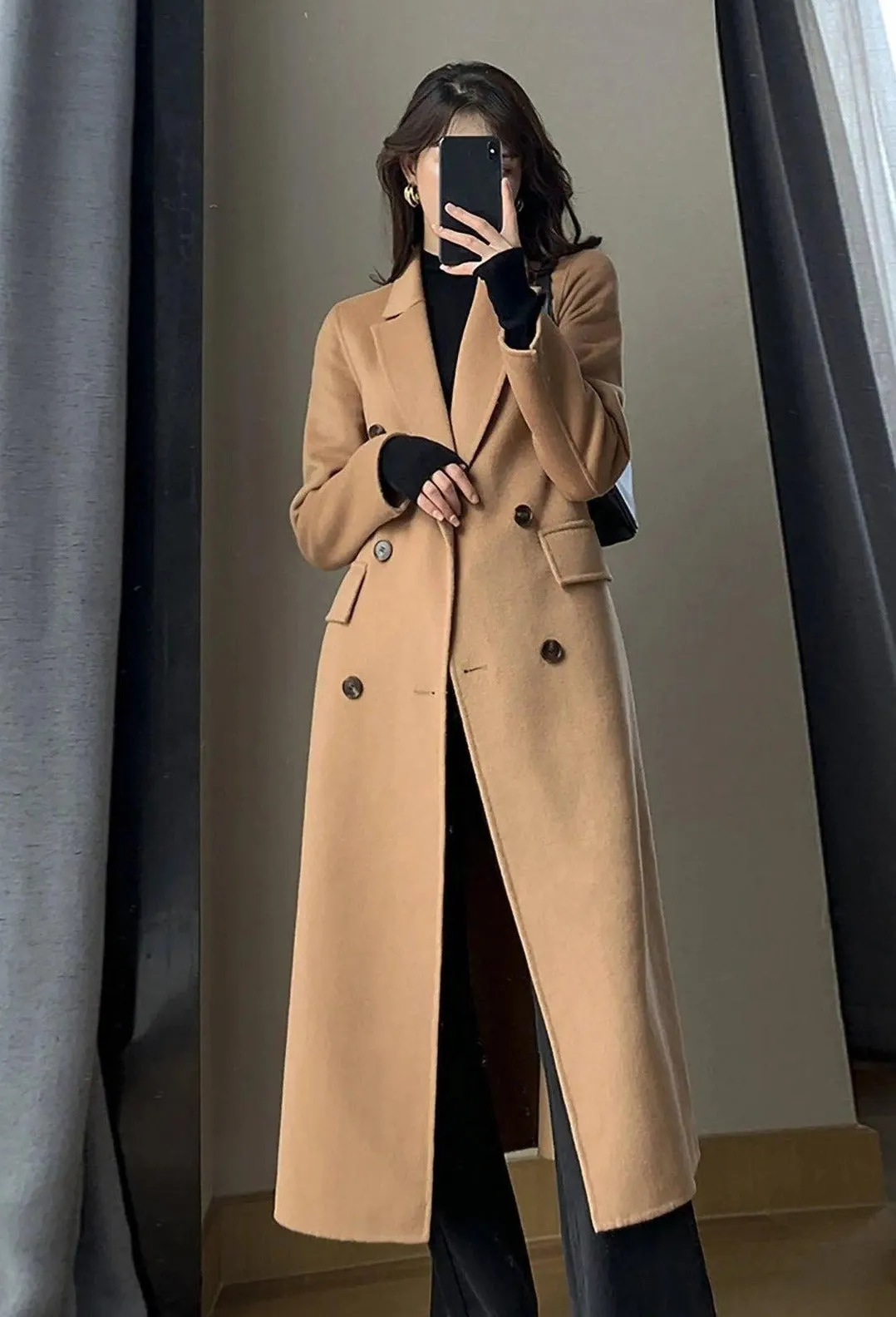 Double Face Wool Blend Fitted Coat