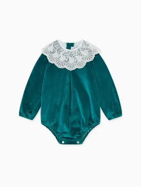 Emerald Lucia Velvet Baby Girl Romper