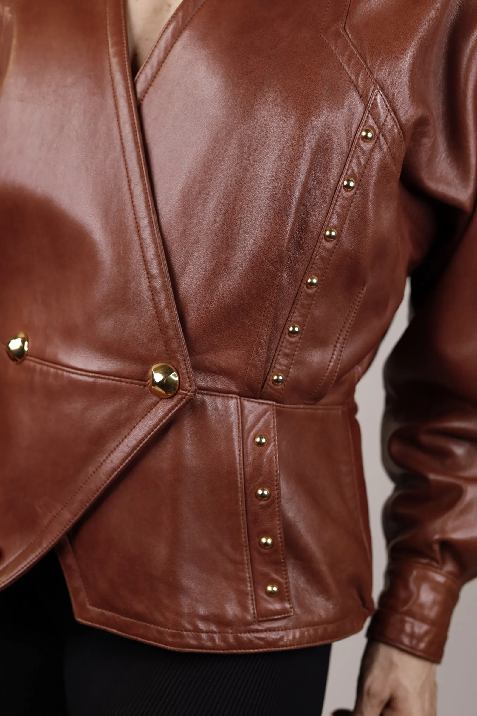 Escada  Brown Leather Jacket 1980s