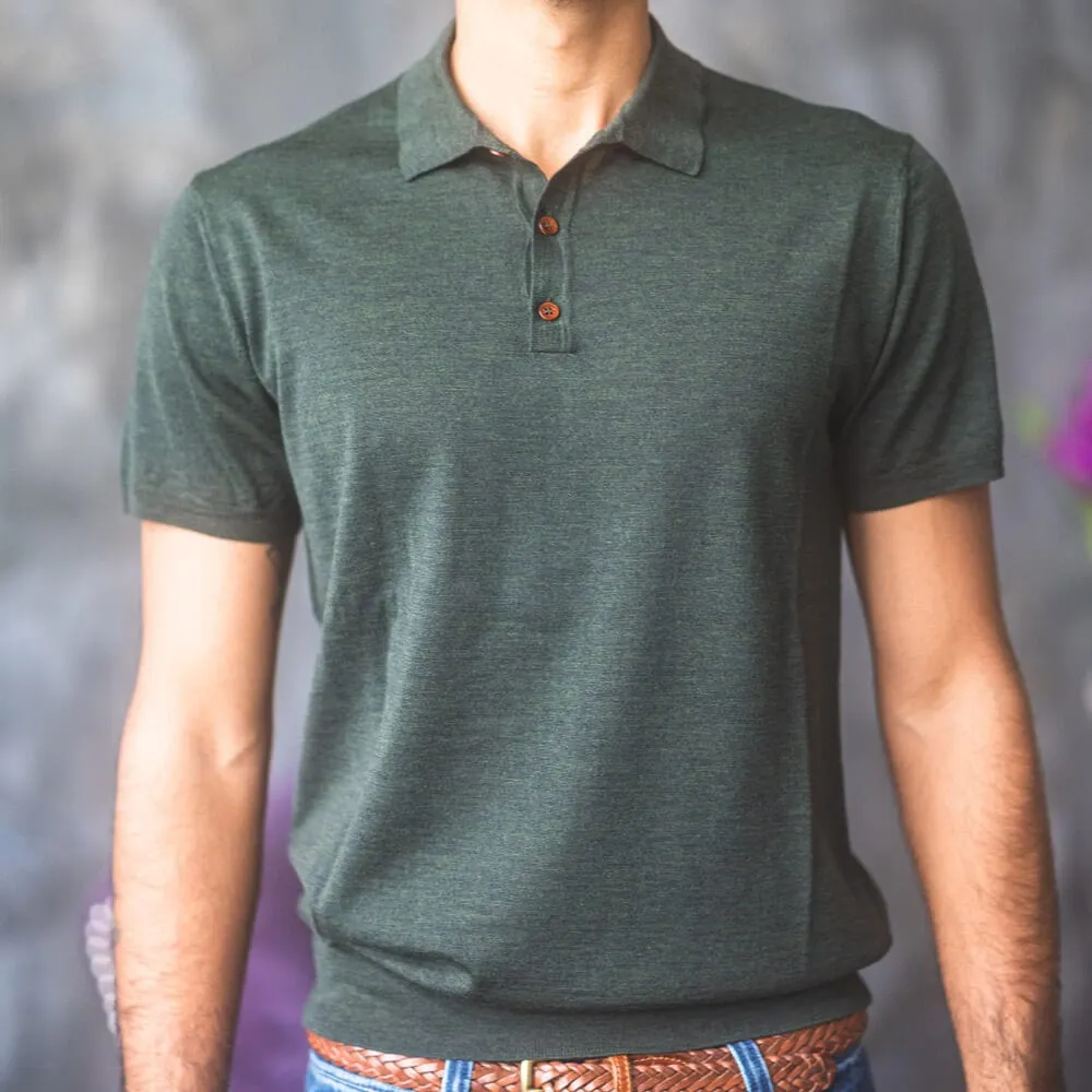 Extra Fine Merino Polo Shirt - Forest Green