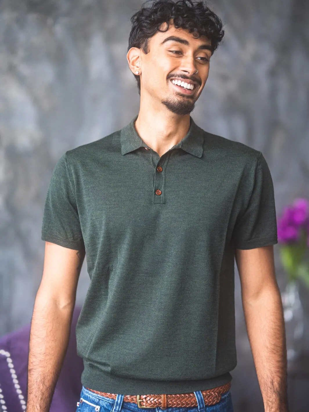 Extra Fine Merino Polo Shirt - Forest Green