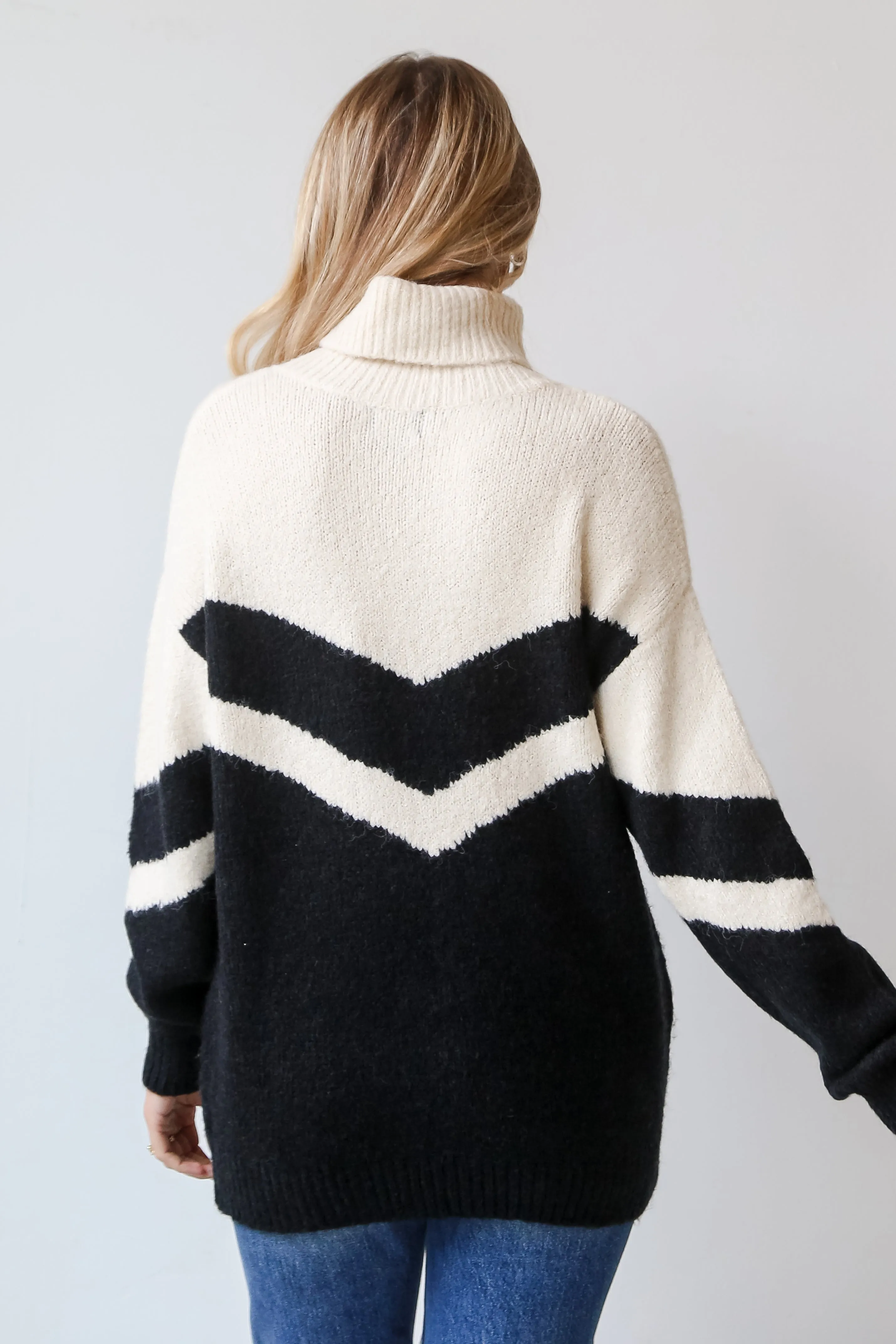 FINAL SALE - Warm Spirits Black Color Block Turtleneck Sweater