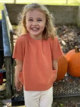 Fiona Girls’ Pumpkin Short Sleeve Sweater - Select Size