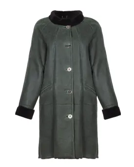 Green Long Leather Coat