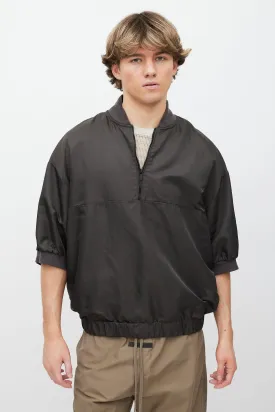 Grey Nylon Quarter Zip Short Sleeve Jacket