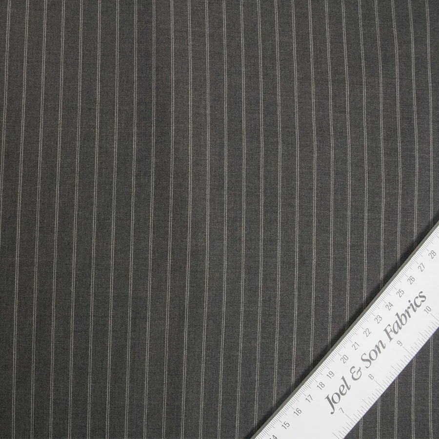 Grey Striped Super 130s Tropical Suiting  (A 3m Piece)