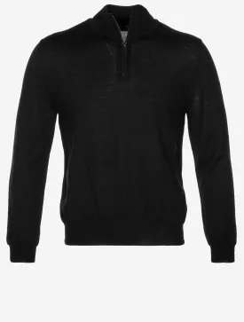 Half Zip Merino Wool Knitwear Black