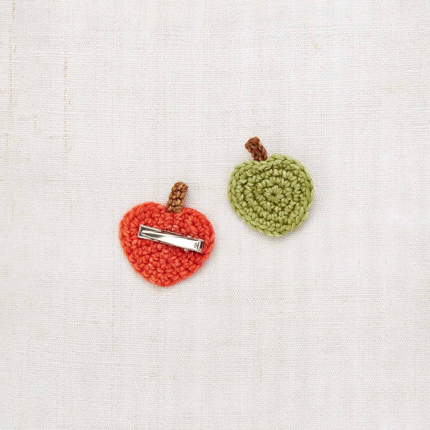 Hand Crochet Merino Wool Apple Clip Set - Red Flame