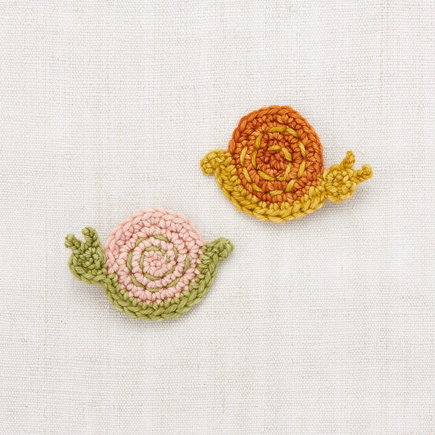 Hand Crochet Merino Wool Snail Clip Set - Faded Rose