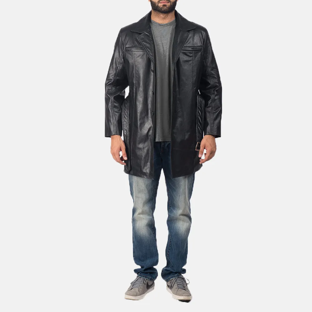 Jordan Black Leather Coat