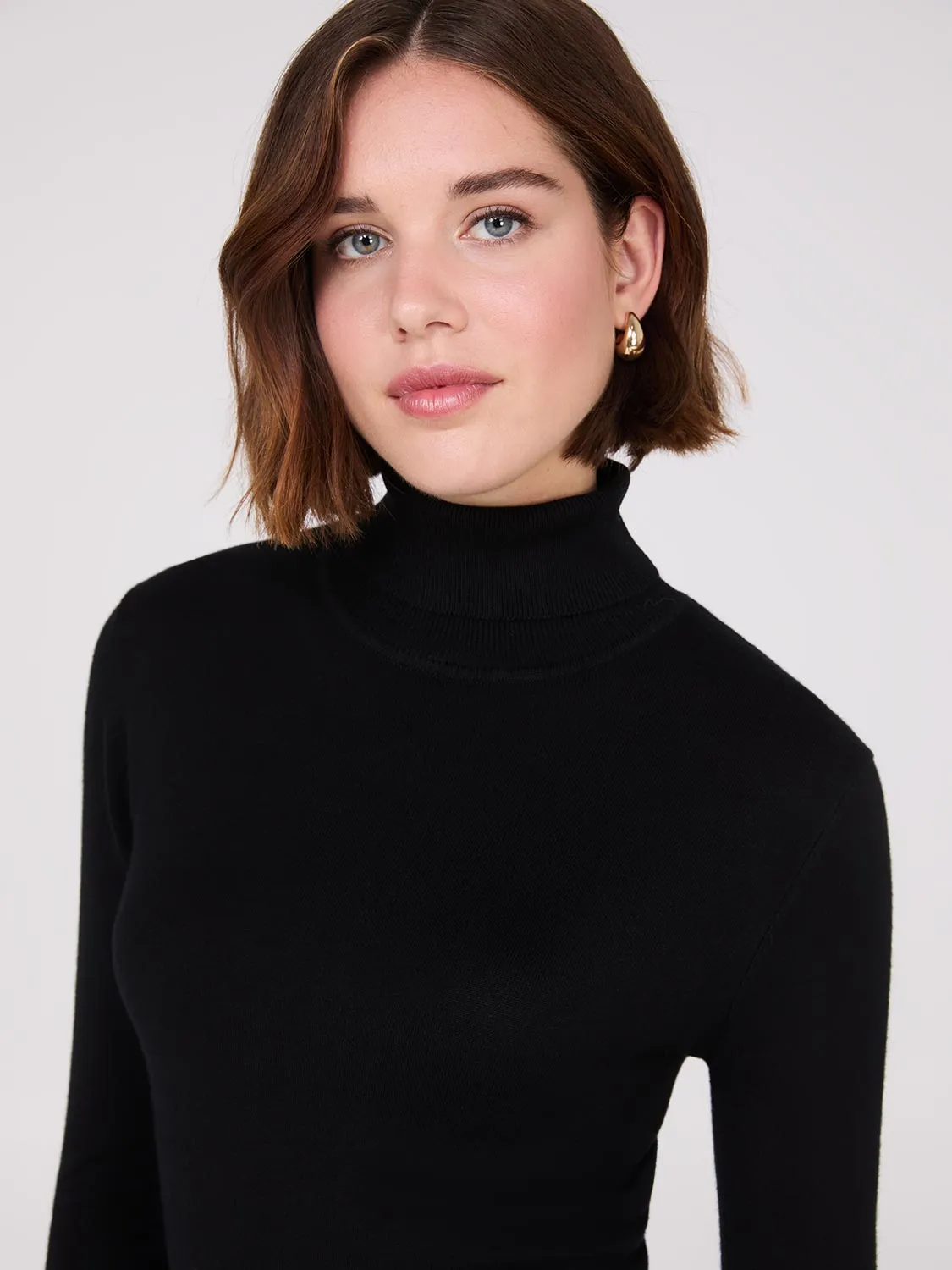 Knit Jersey Turtleneck Sweater