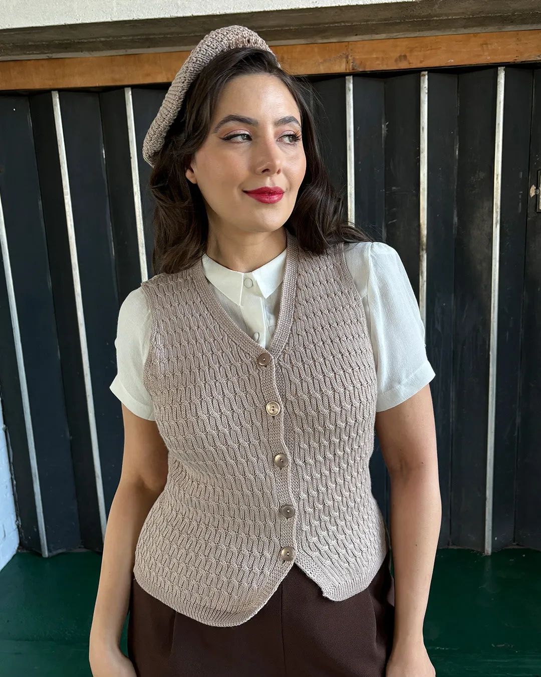 Knitted Waistcoat - Pearl