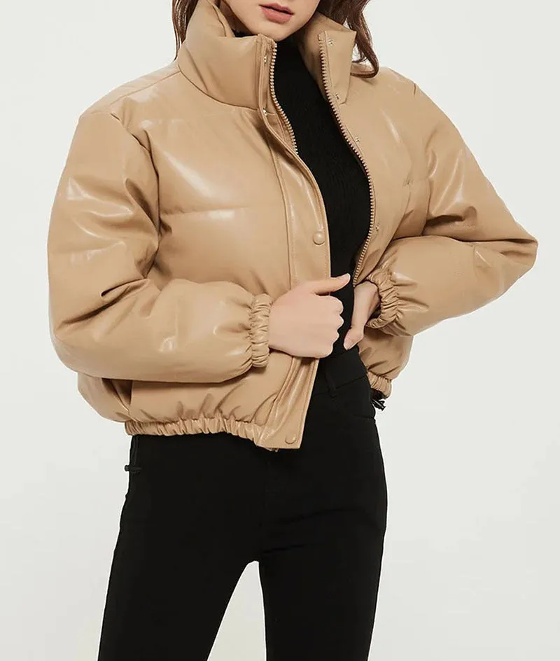 Leather Puffer Coat