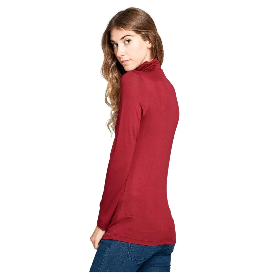 Long Sleeve Turtleneck Sweater - Burgundy