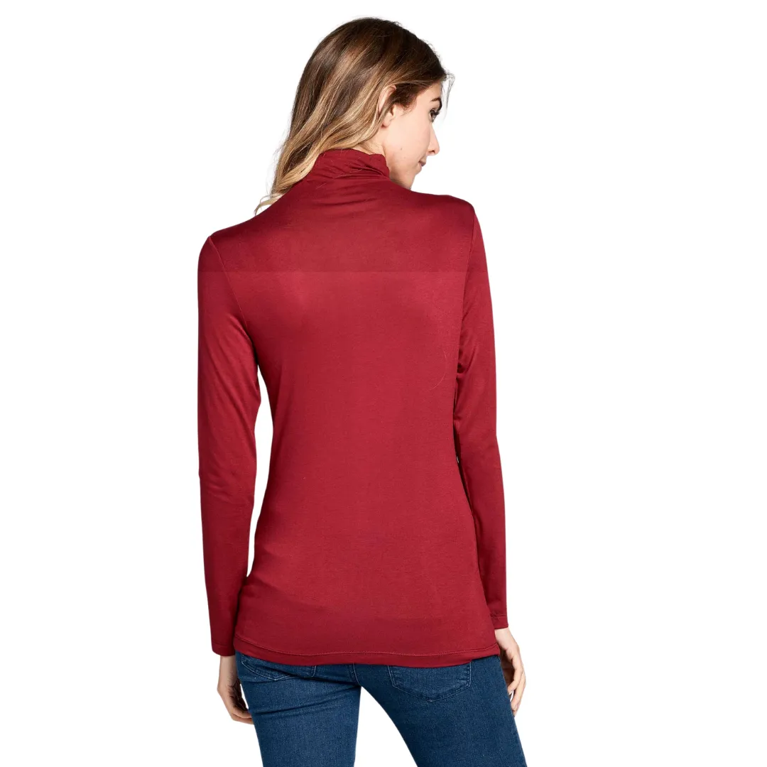 Long Sleeve Turtleneck Sweater - Burgundy