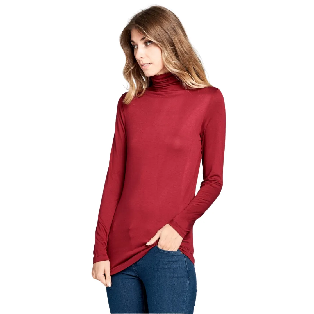 Long Sleeve Turtleneck Sweater - Burgundy