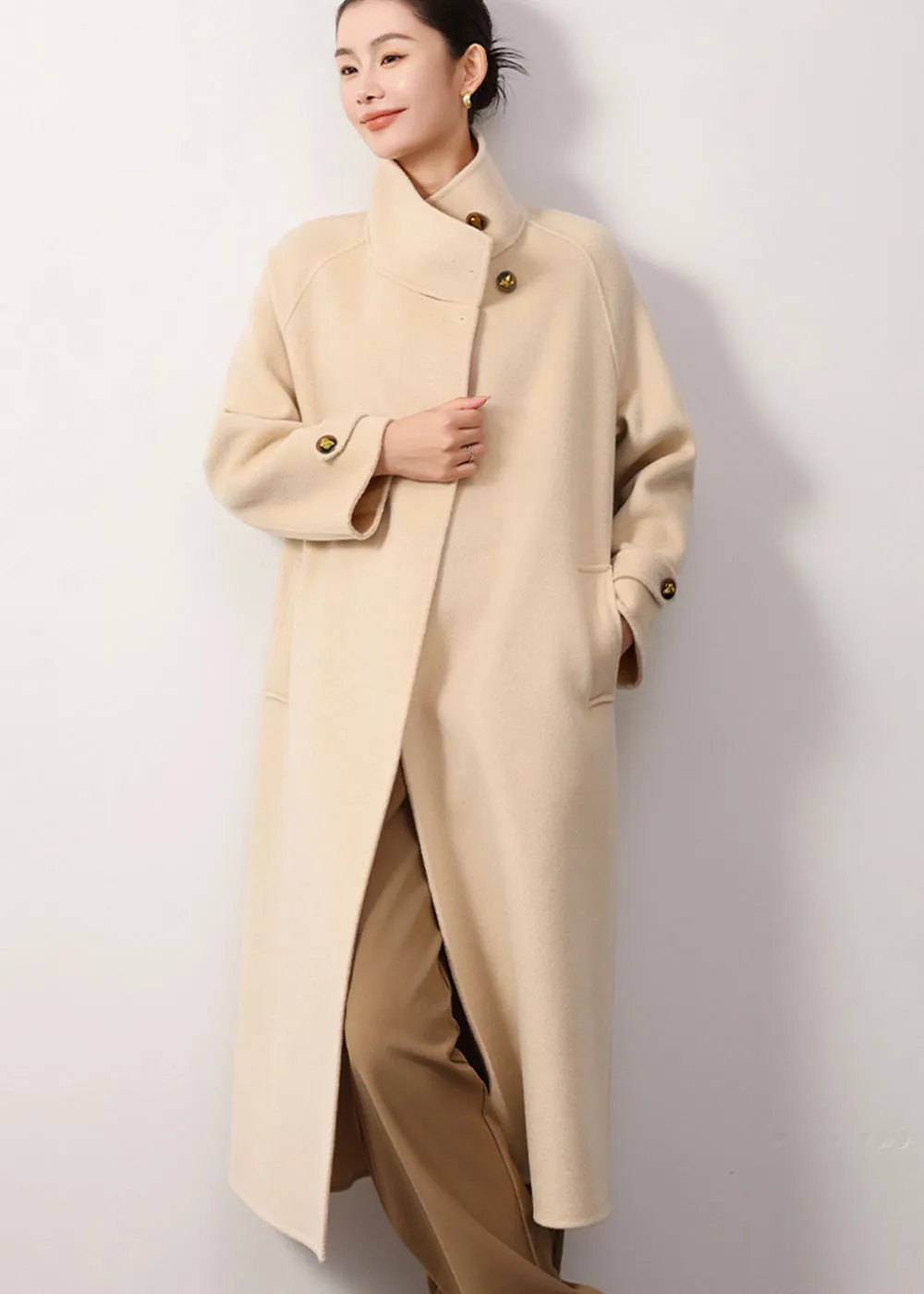 Maggie Stand Collar Double Face Wool Coat