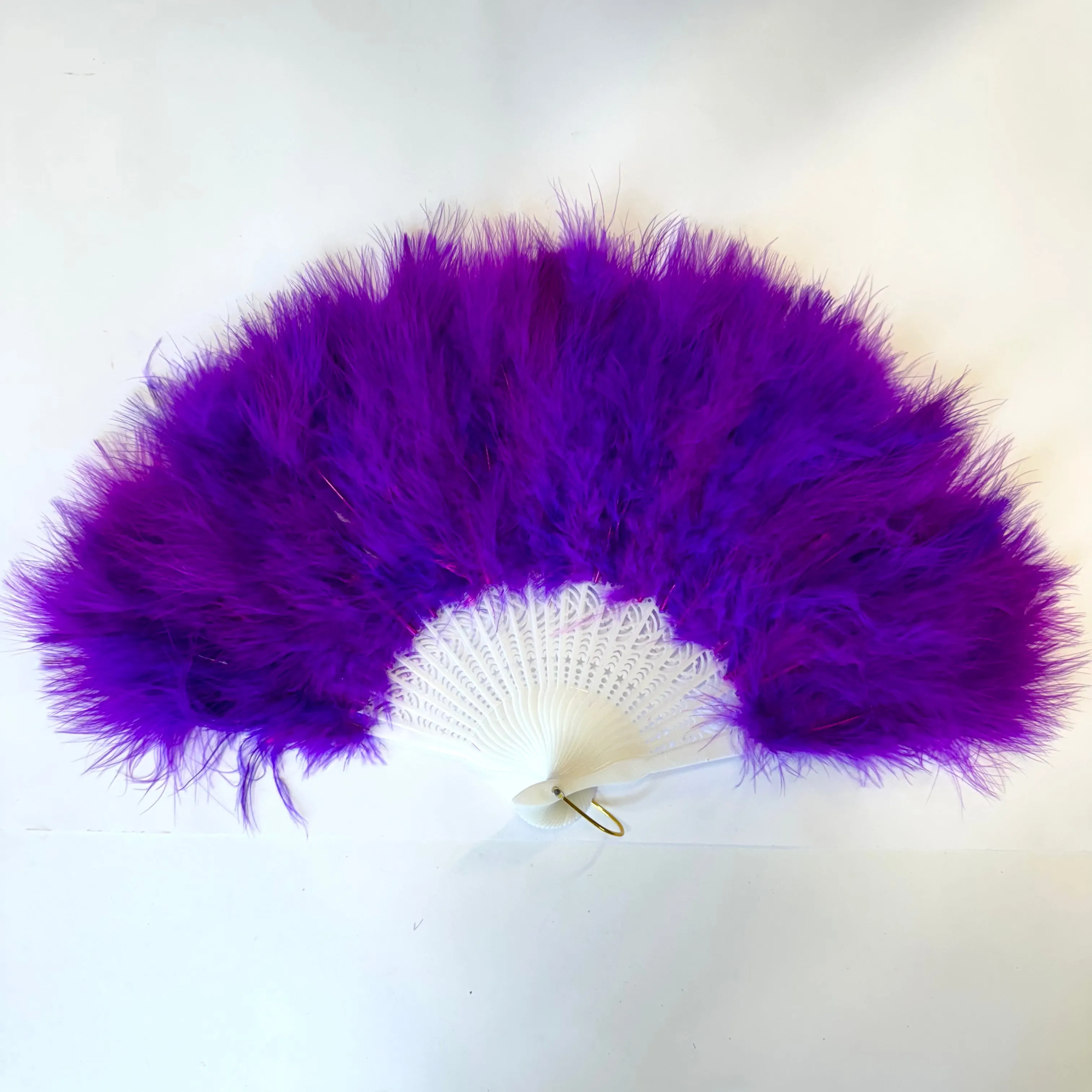 Marabou Large Deluxe Dainty Feather Fan - Purple (Style 1)