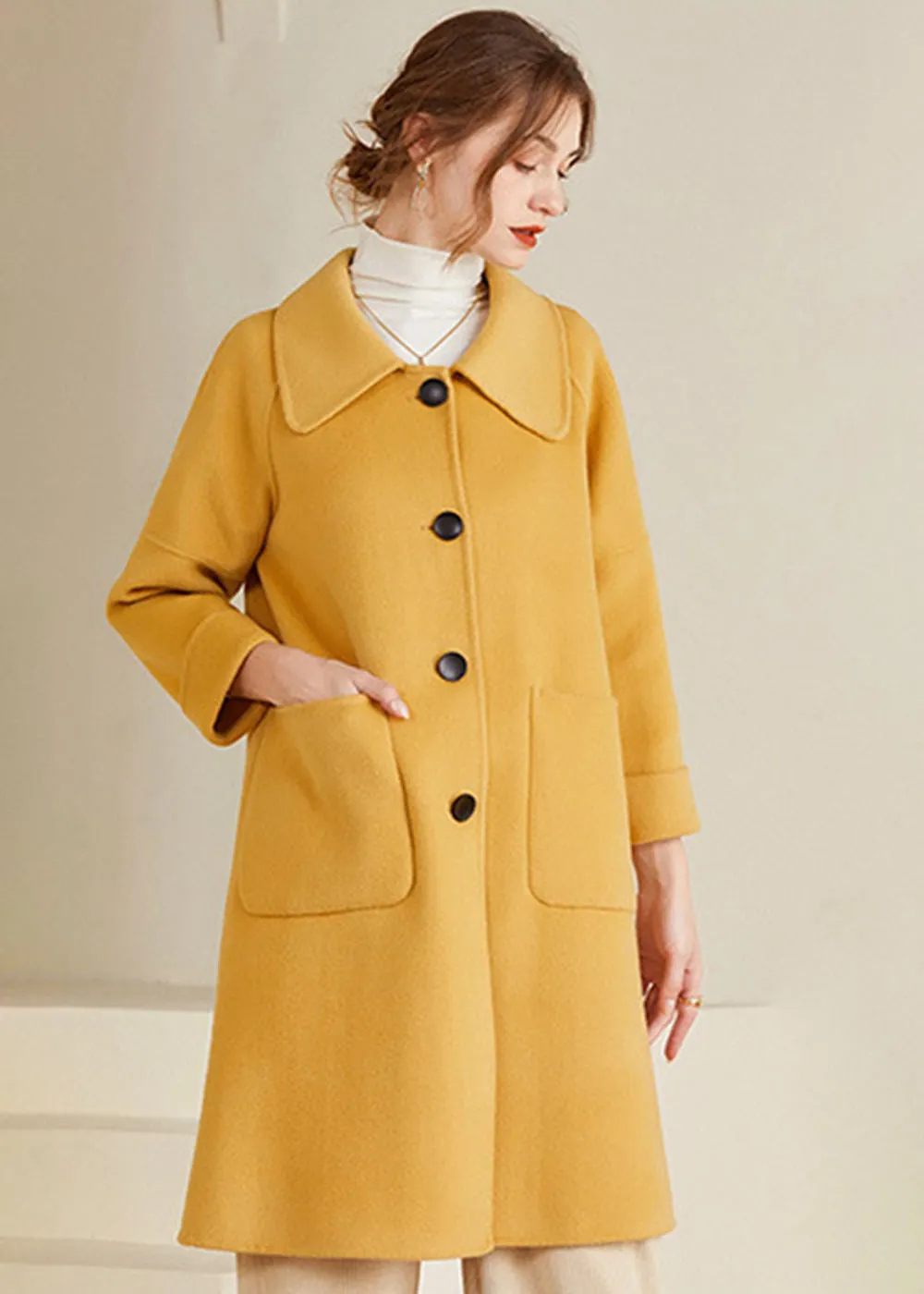 Margot Spread Collar Single Breasted Wool Coat