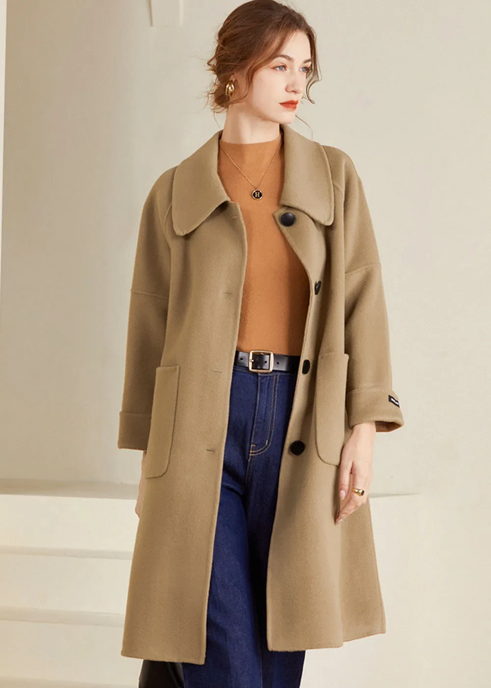 Margot Spread Collar Single Breasted Wool Coat