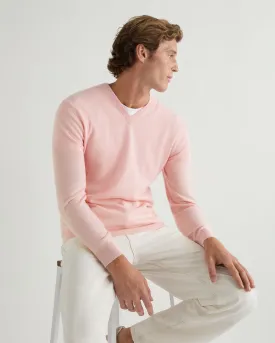 Men's Burlington V Neck Cashmere Sweater Pale Pink