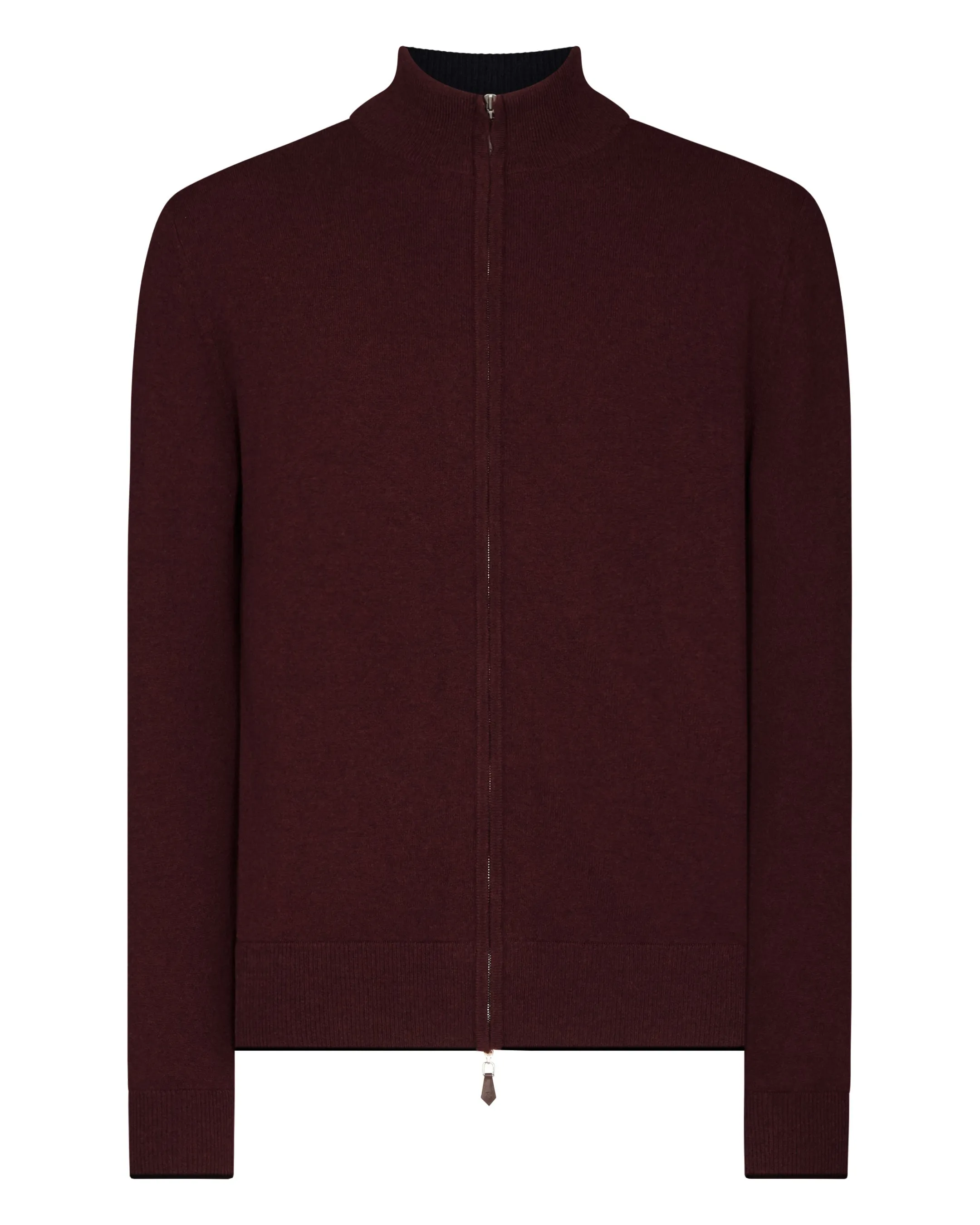 Men's Knightsbridge Full Zip Cashmere Sweater Claret Red