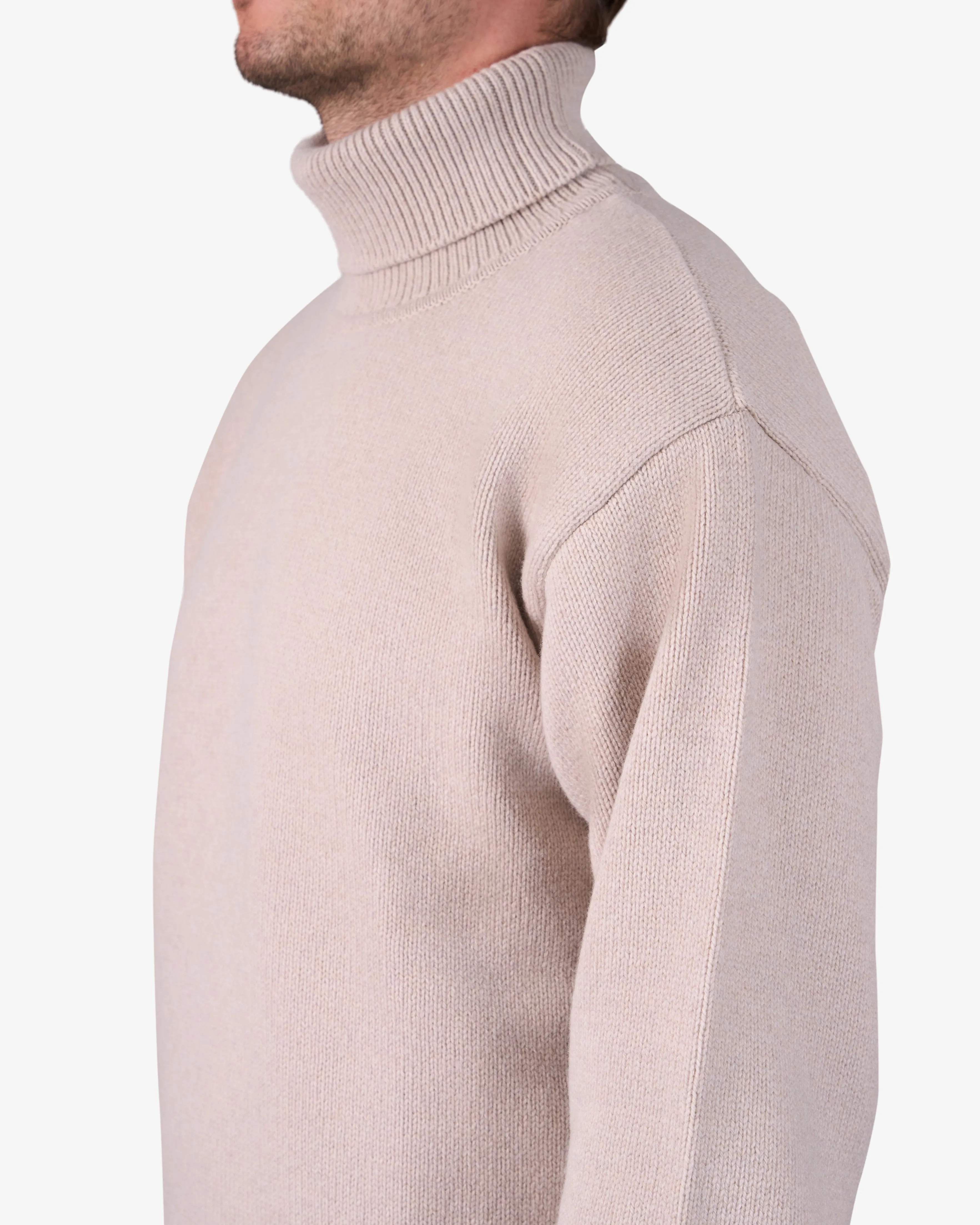 Merino Wool Turtleneck - Honey Beige