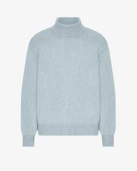 Merino Wool Turtleneck - Polar Blue