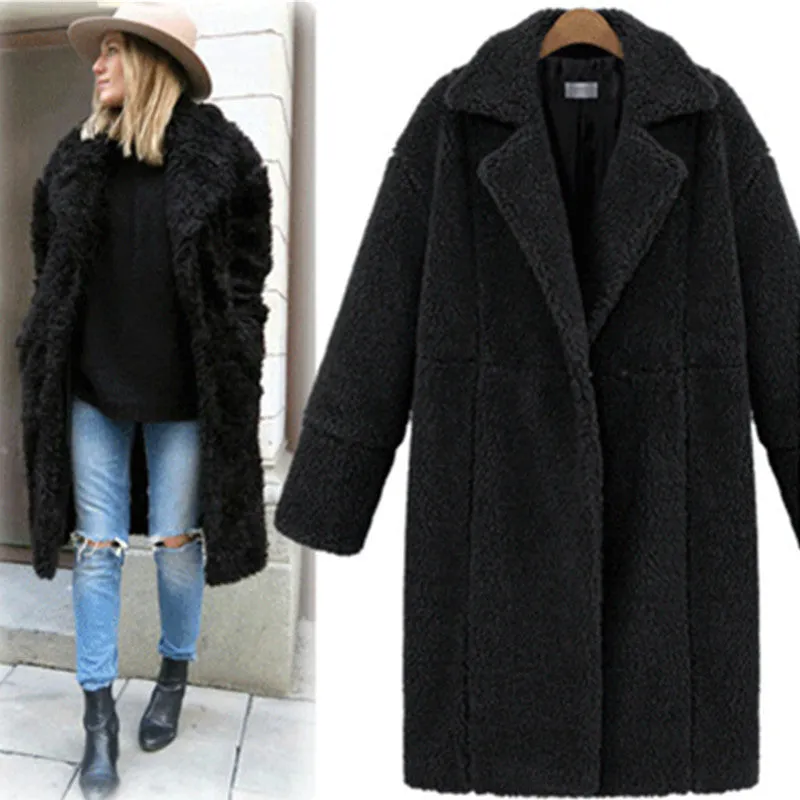 METAVERSMALL New 2025 winter women's clothing fleece solid color 2025 trade medium and long woolen coat thickened coat