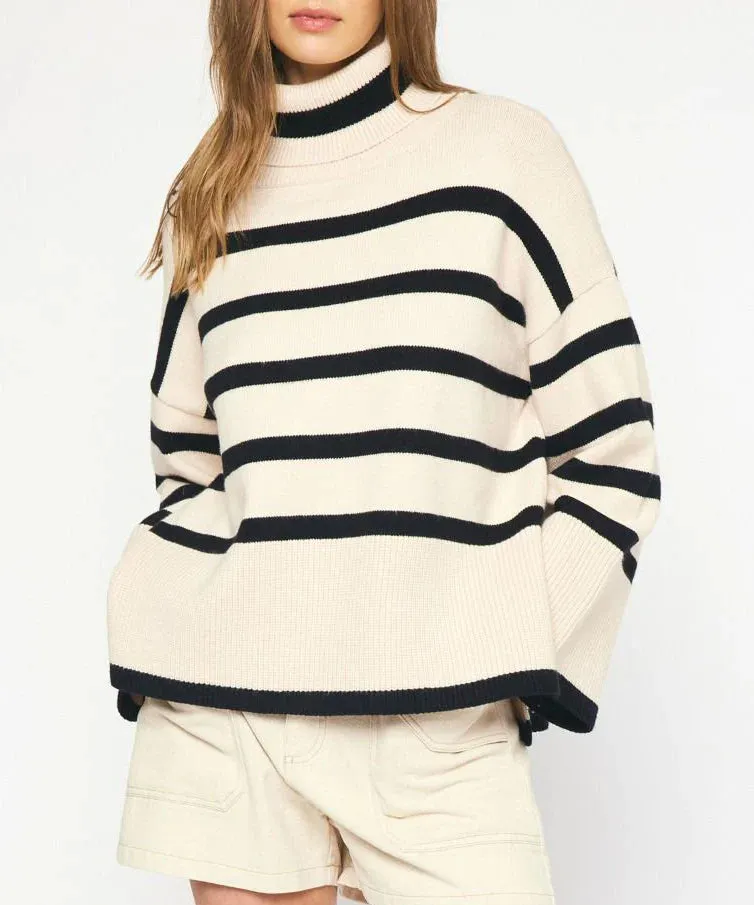 Natural And Black Stripe Sweater