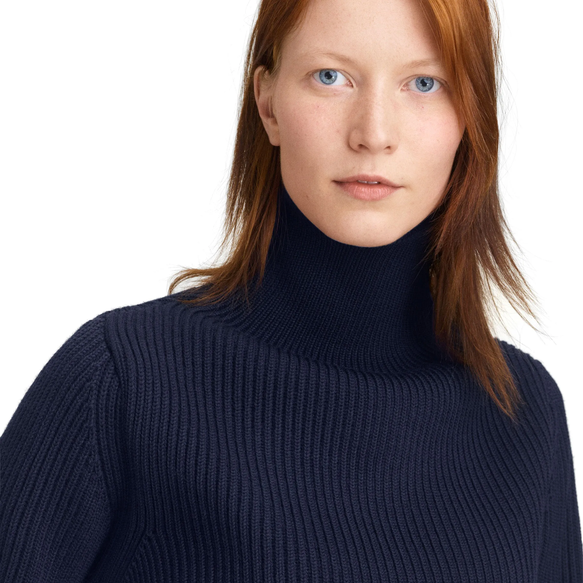 Navy Turtleneck Natural Brown