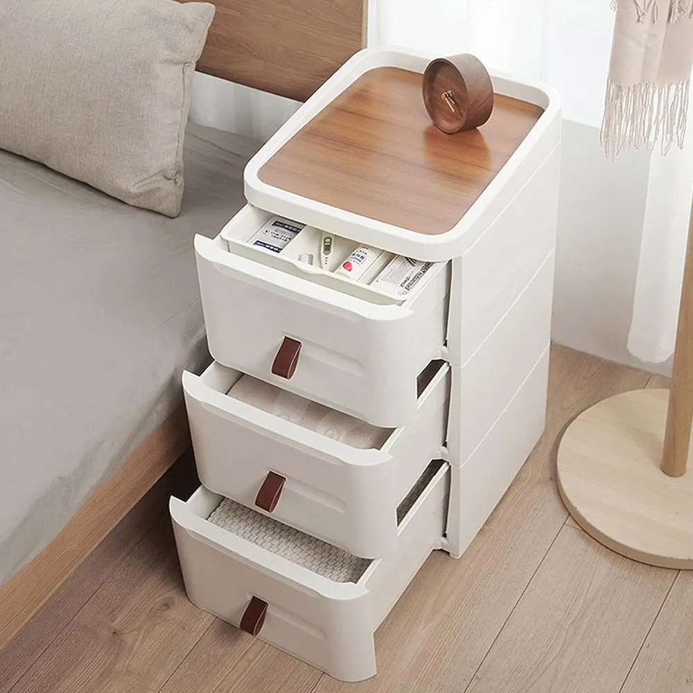 (Net) 4 Drawer Storage Cabinets Japanese Style Bedside Table Plastic Simple Multifunctional  Storage Cabinets / 3804