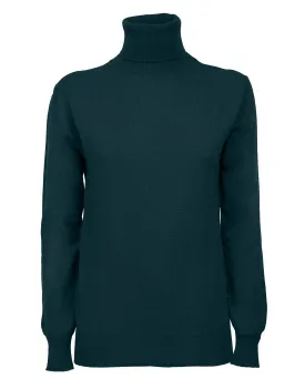 NEW FALL 24 - Women's Pure Cashmere Turtleneck Sweater Forest Green