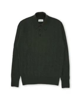 Oliver Spencer Pablo Knitted Polo Shirt Green