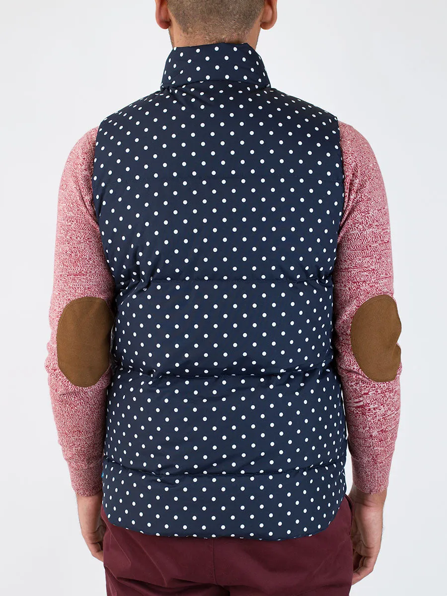 Outback Down Insulated Vest in Navy Dot