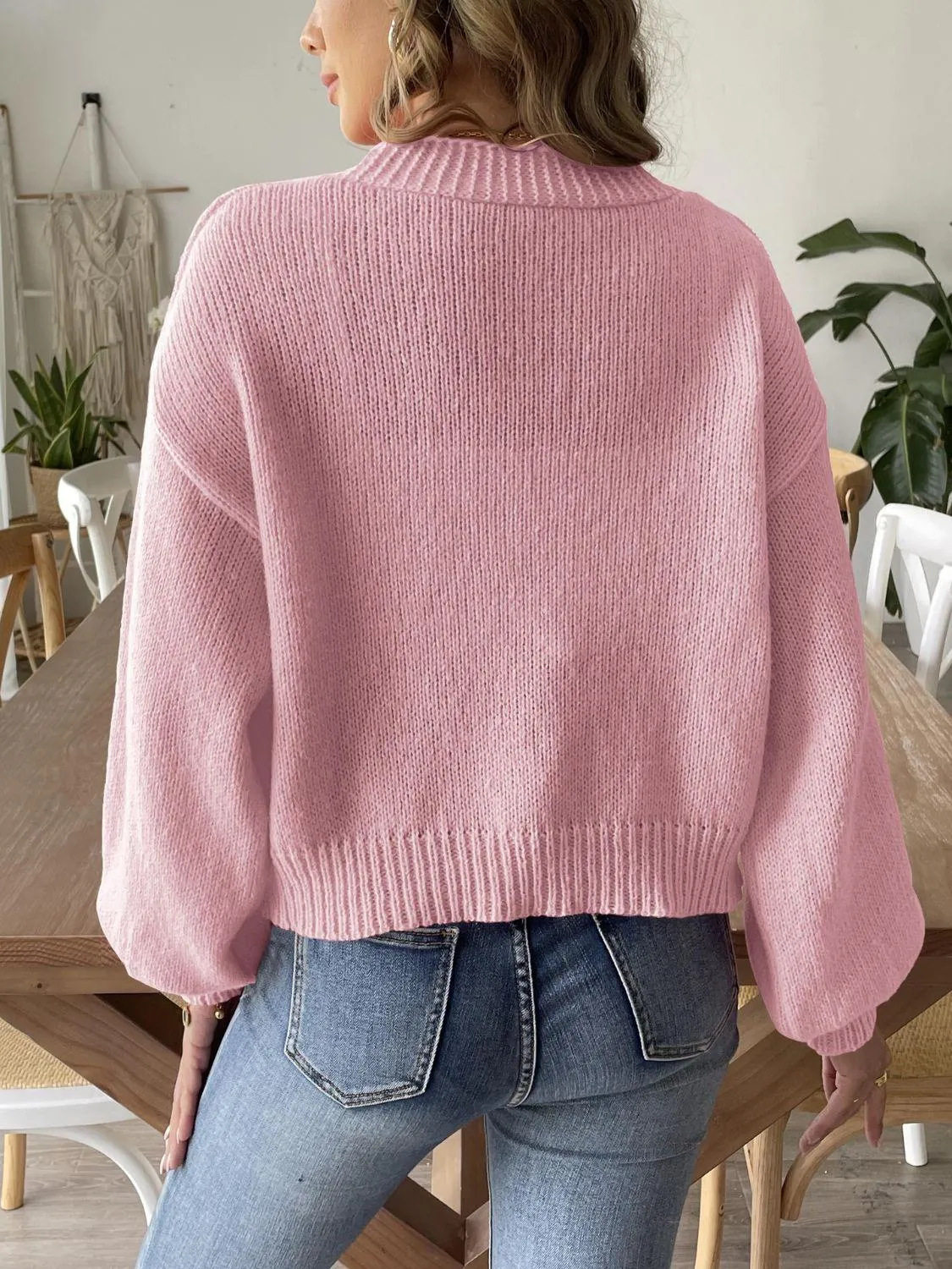 Pearl Cardigan Open Front Long Sleeve Soft Casual Knitwear