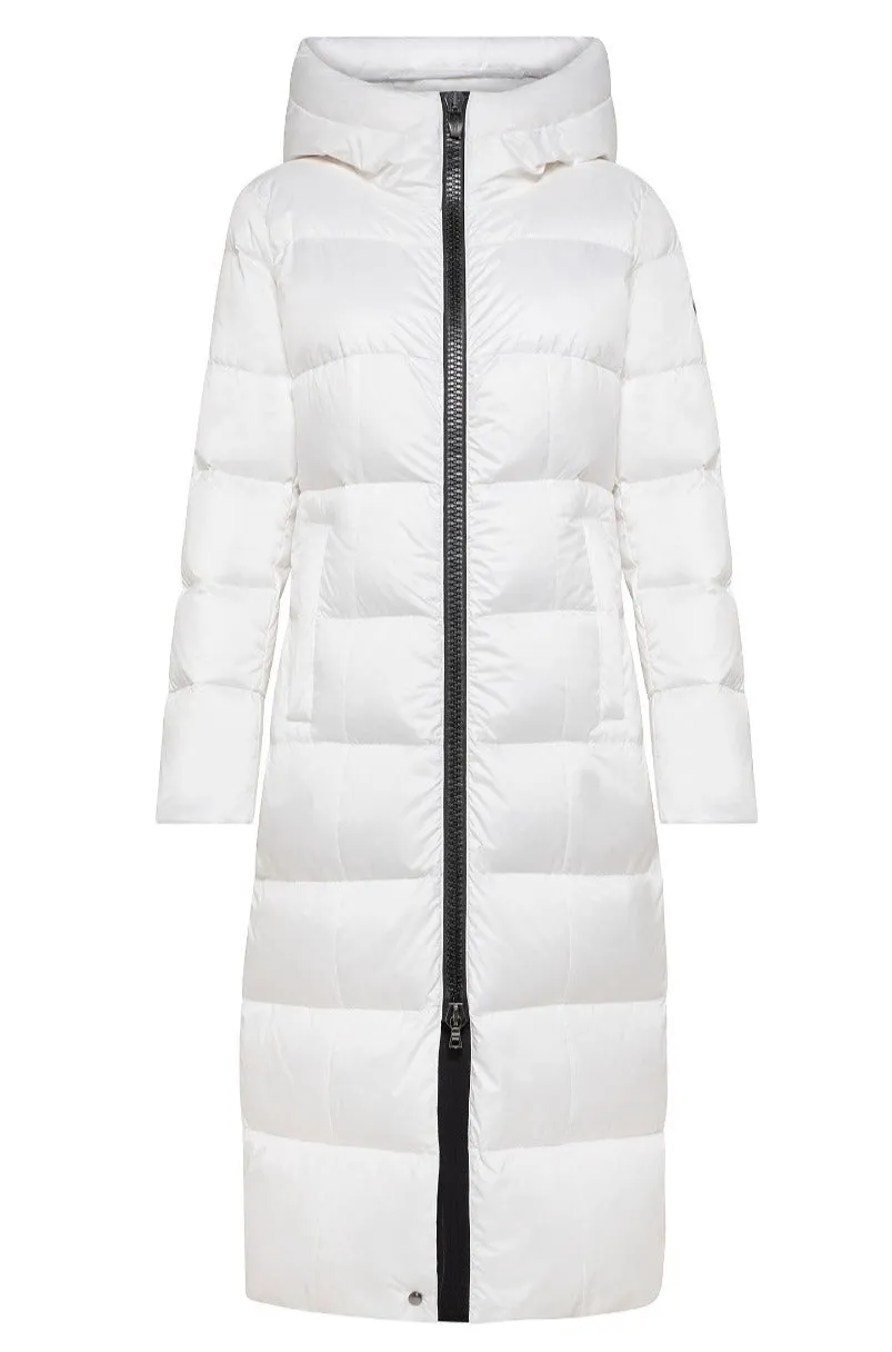 Post Card Avoriaz White Womens Long Down Coat