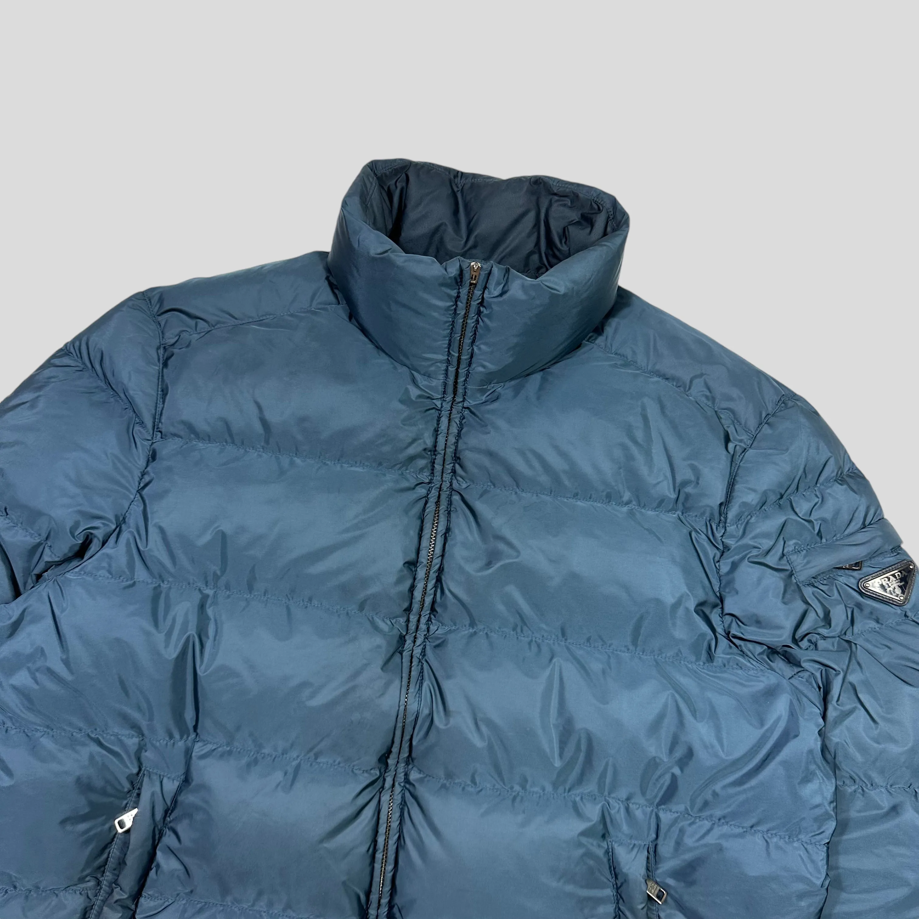 Prada Milano 2015 Petrol Blue Nylon Goose Down Puffer Jacket - IT50