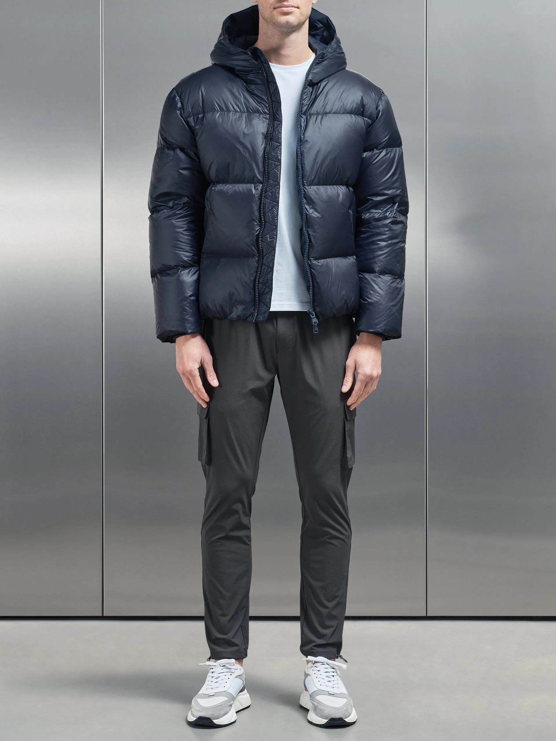 Quilted Down Jacket in Navy