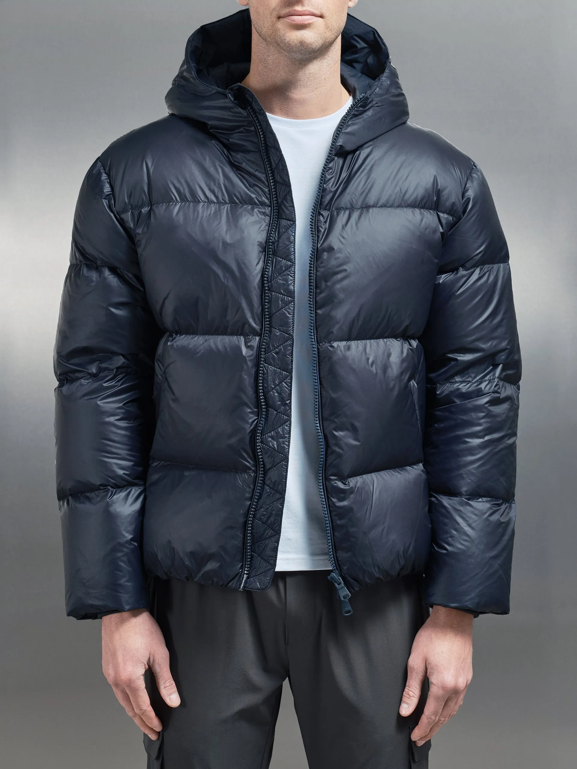 Quilted Down Jacket in Navy