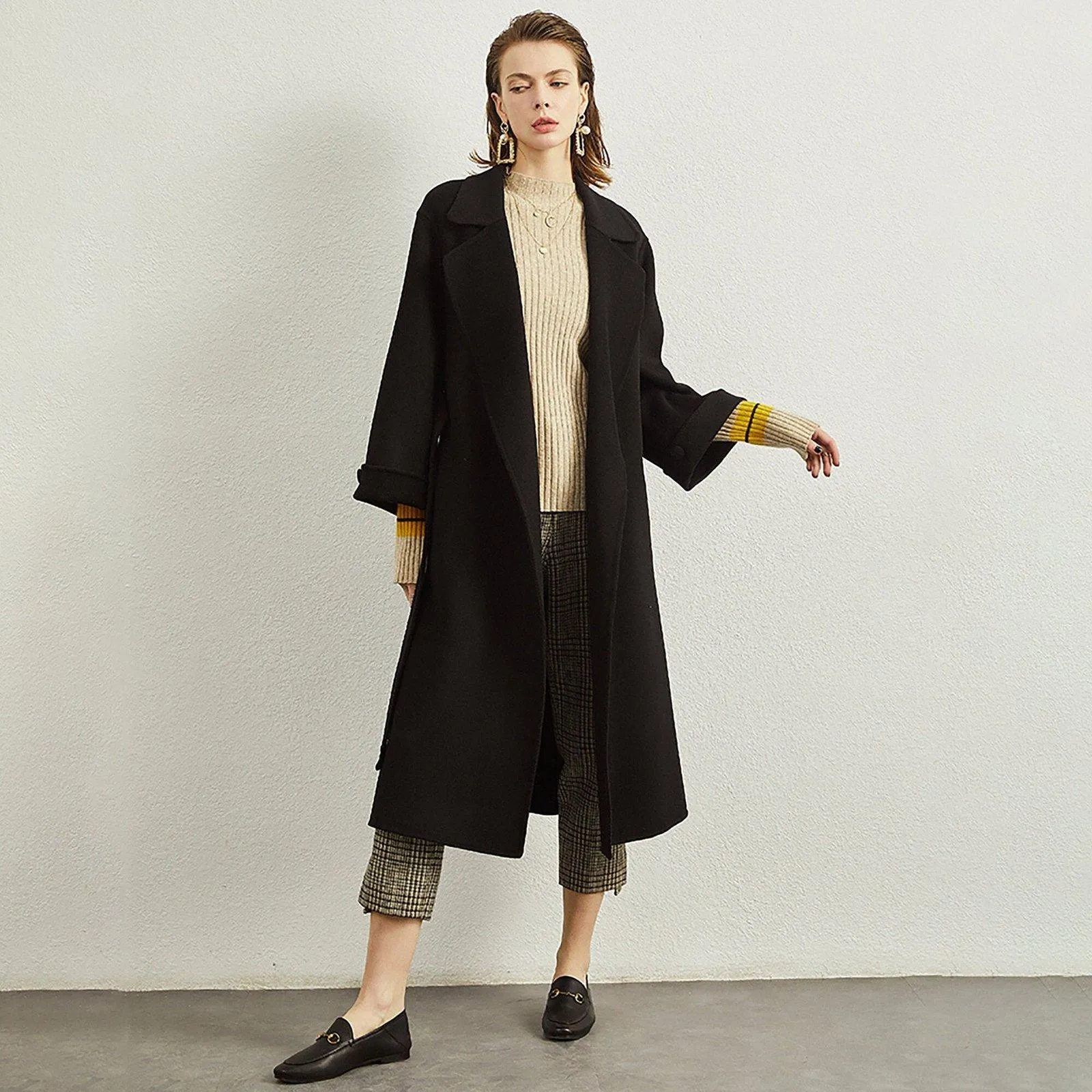 Relaxed Belted Double Face Wool Coat