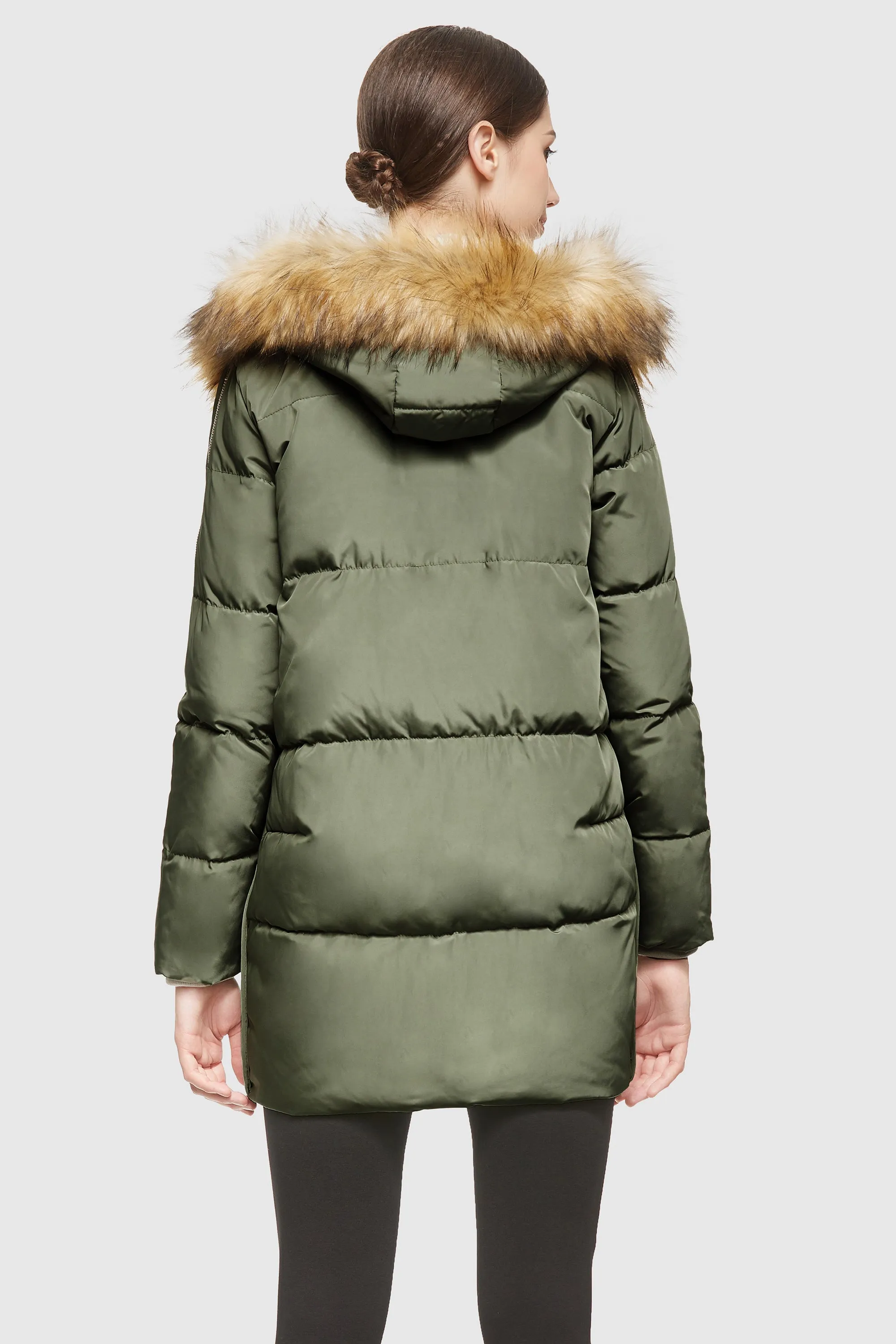 Removable Fur Large Pockets Down Jacket