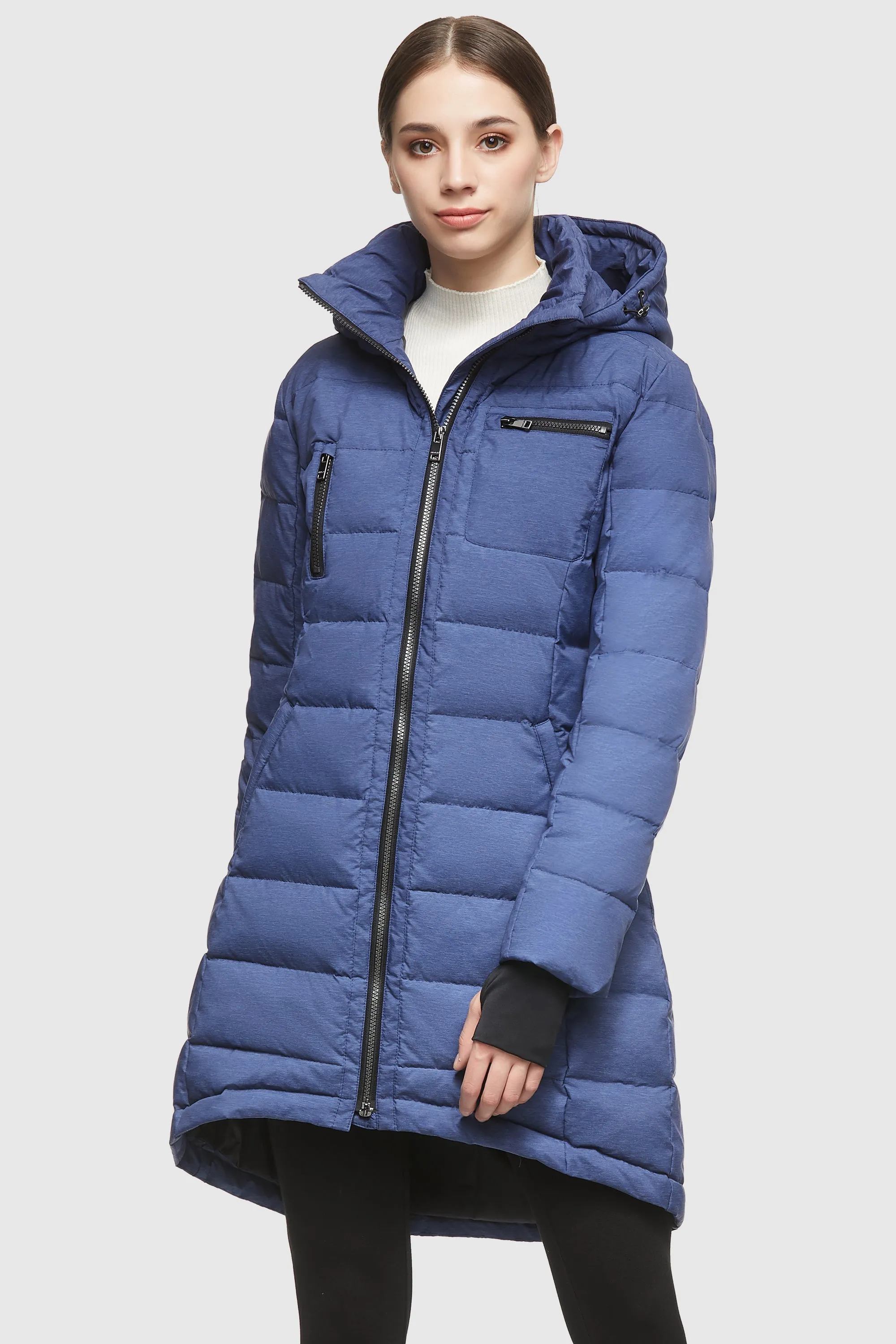 Slant Pocket Zip up Puffer Down Coat